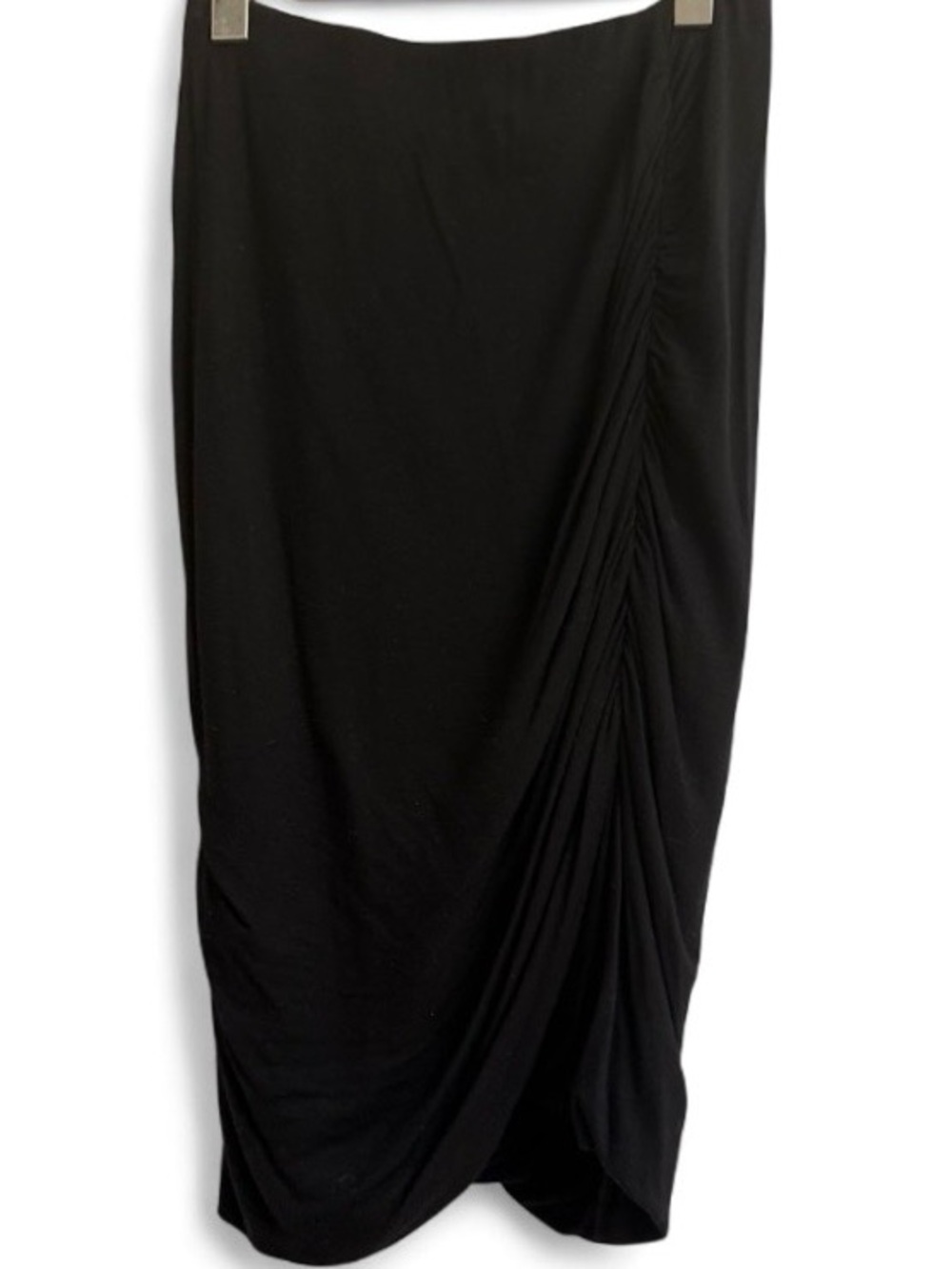 Gilbert by Mendocino Black Ruched Midi Skirt Size Medium